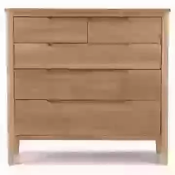 Oak Recessed Handles Curved Edges 5 Drawer Chest